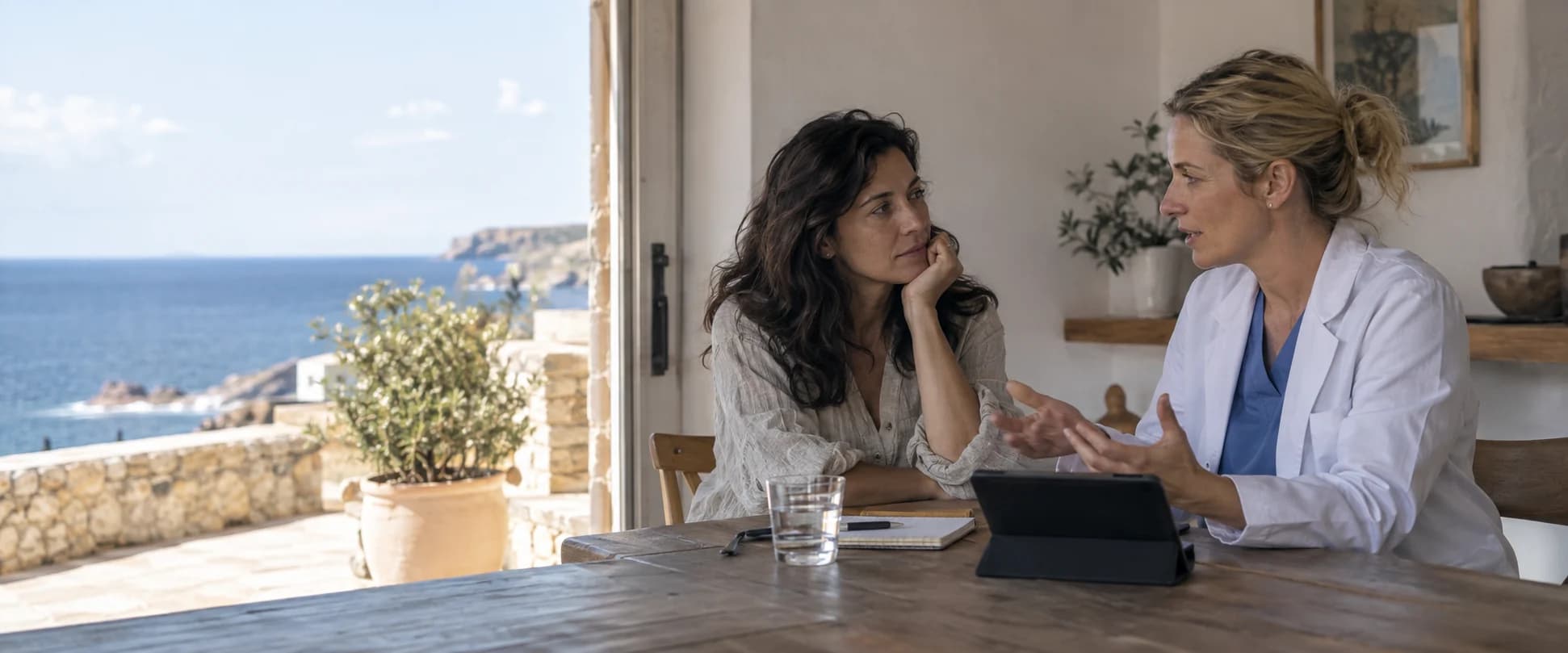 A patient reviewing her plan with a licensed provider