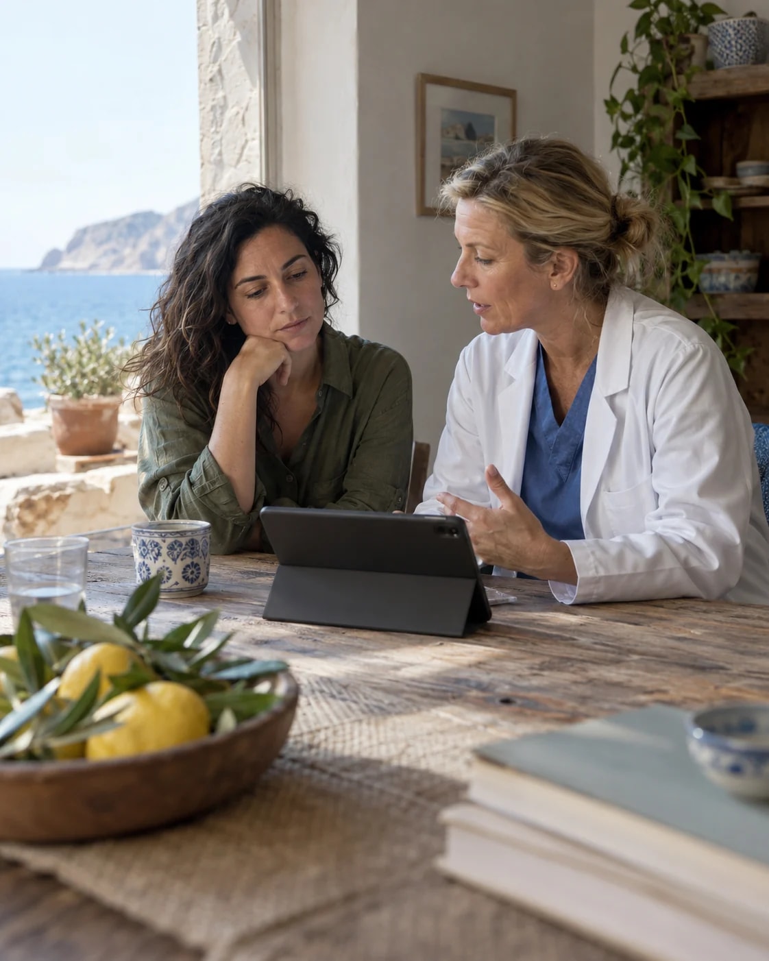A patient reviewing her plan with a licensed provider