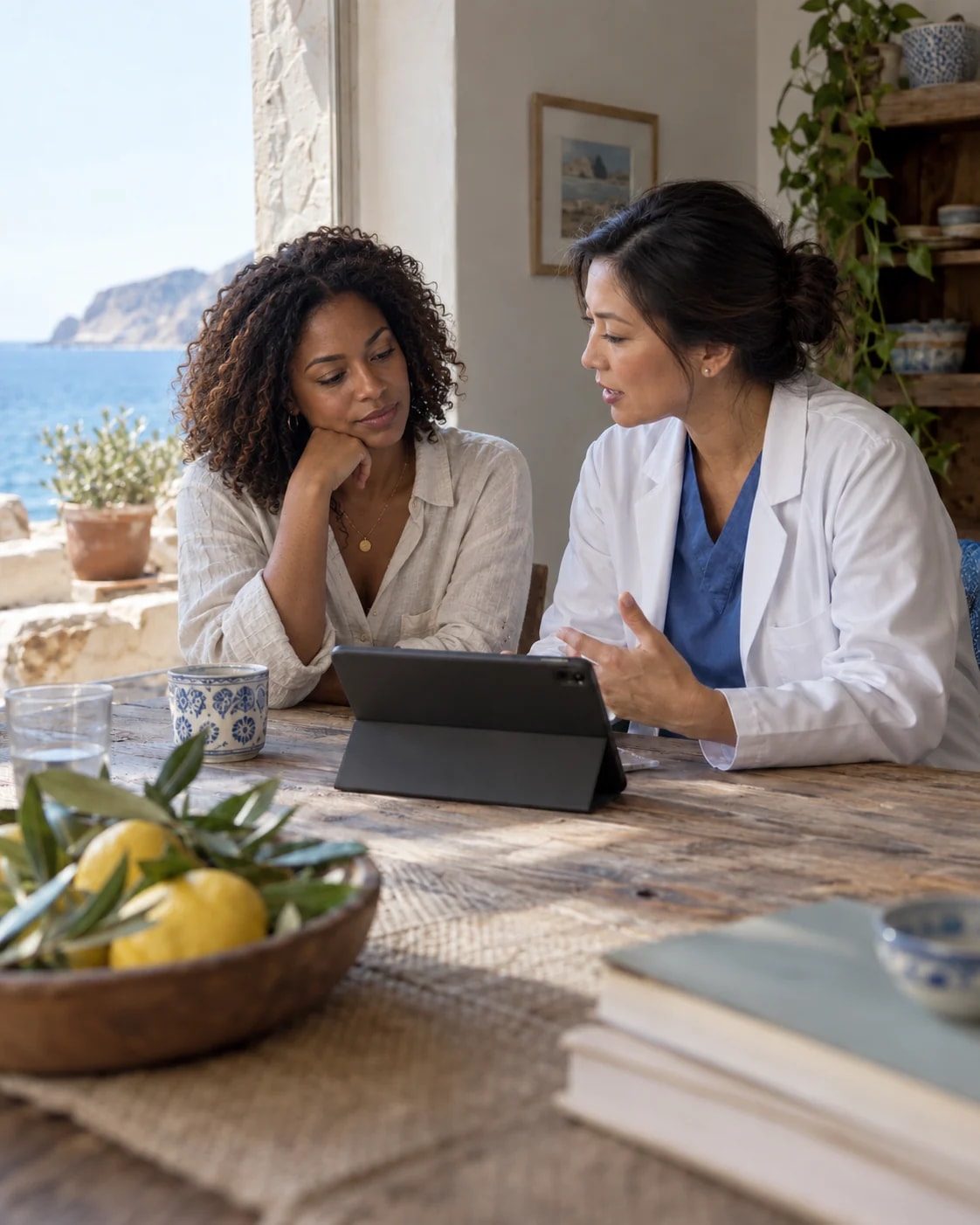 A patient reviewing her plan with a licensed provider